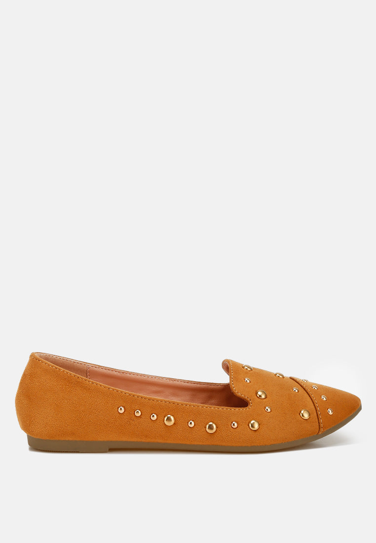 olesia stud emebllished ballet flats#color_tan