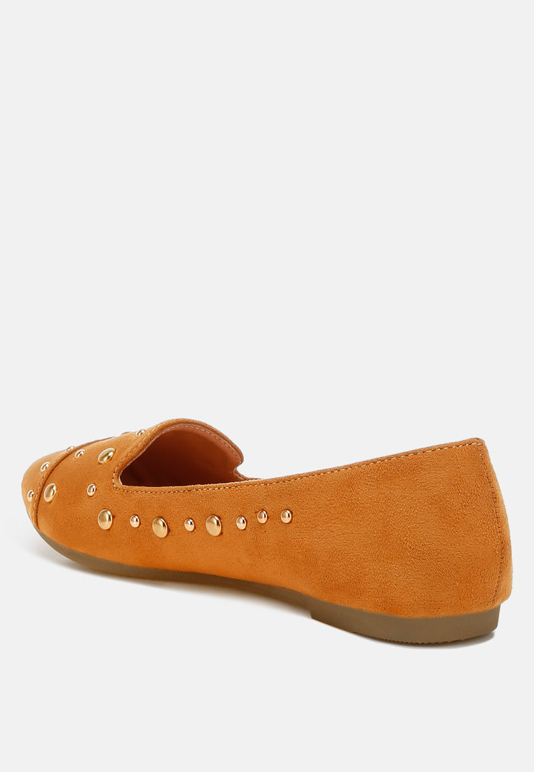 olesia stud emebllished ballet flats#color_tan