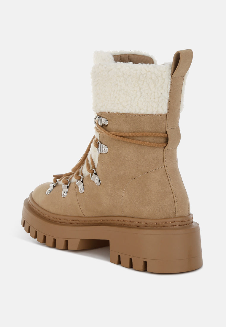 omul fleece & faux leather boots#color_tan