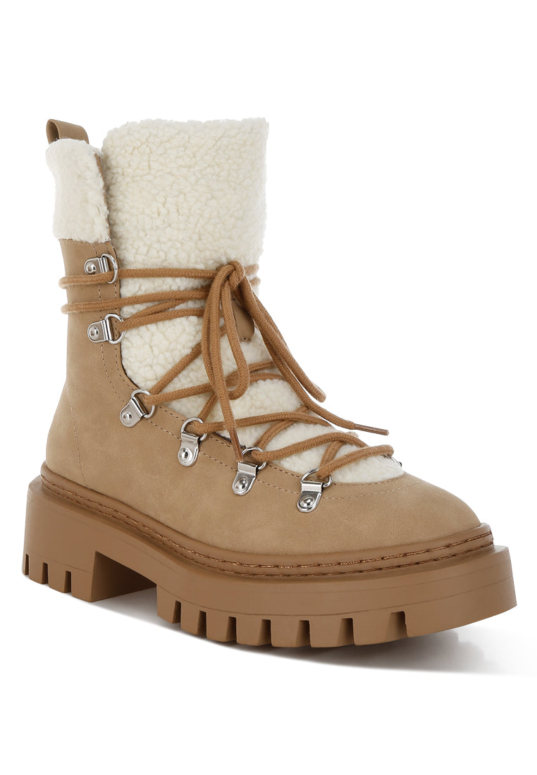 omul fleece & faux leather boots#color_tan