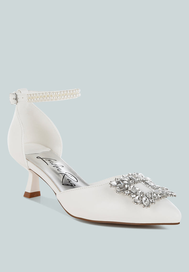 onkana diamante brooch kitten heel sandals#color_white