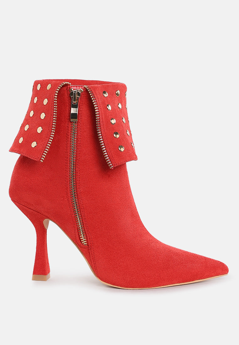 piccini stud embellished foldover boots#color_red