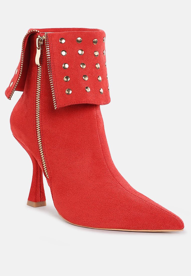 piccini stud embellished foldover boots#color_red