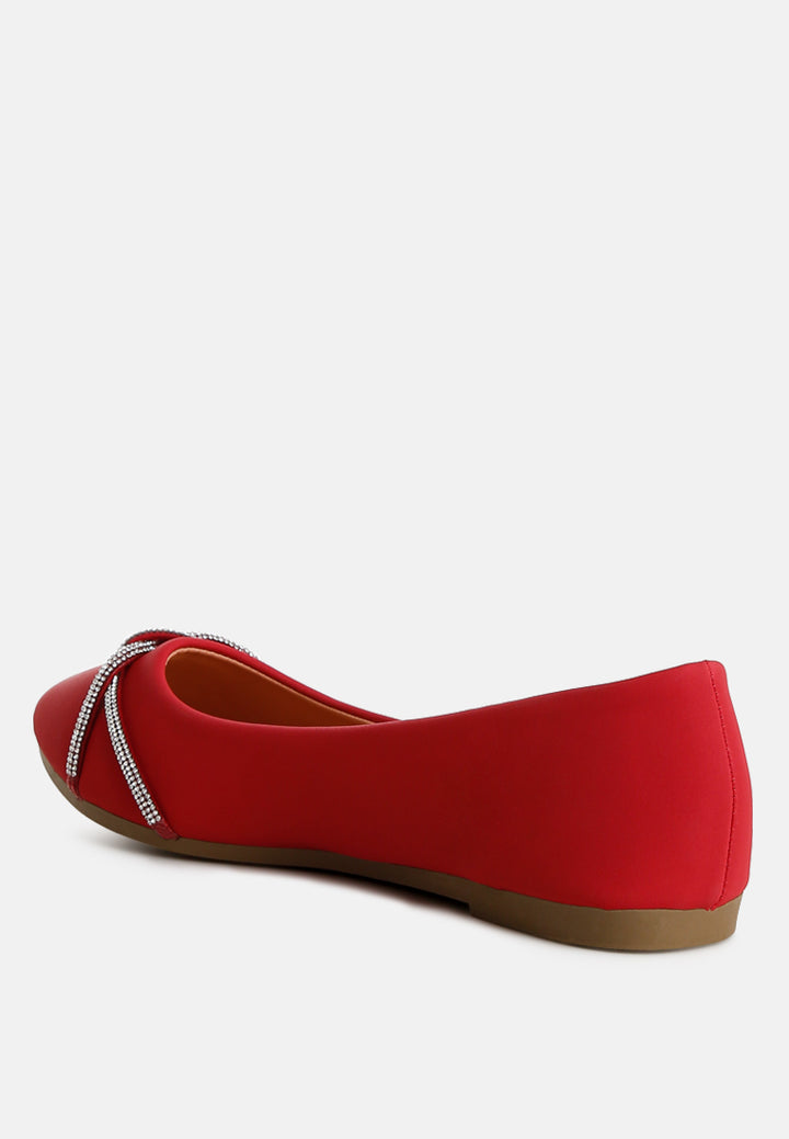 playasu rhinestone faux leather ballerinas#color_red