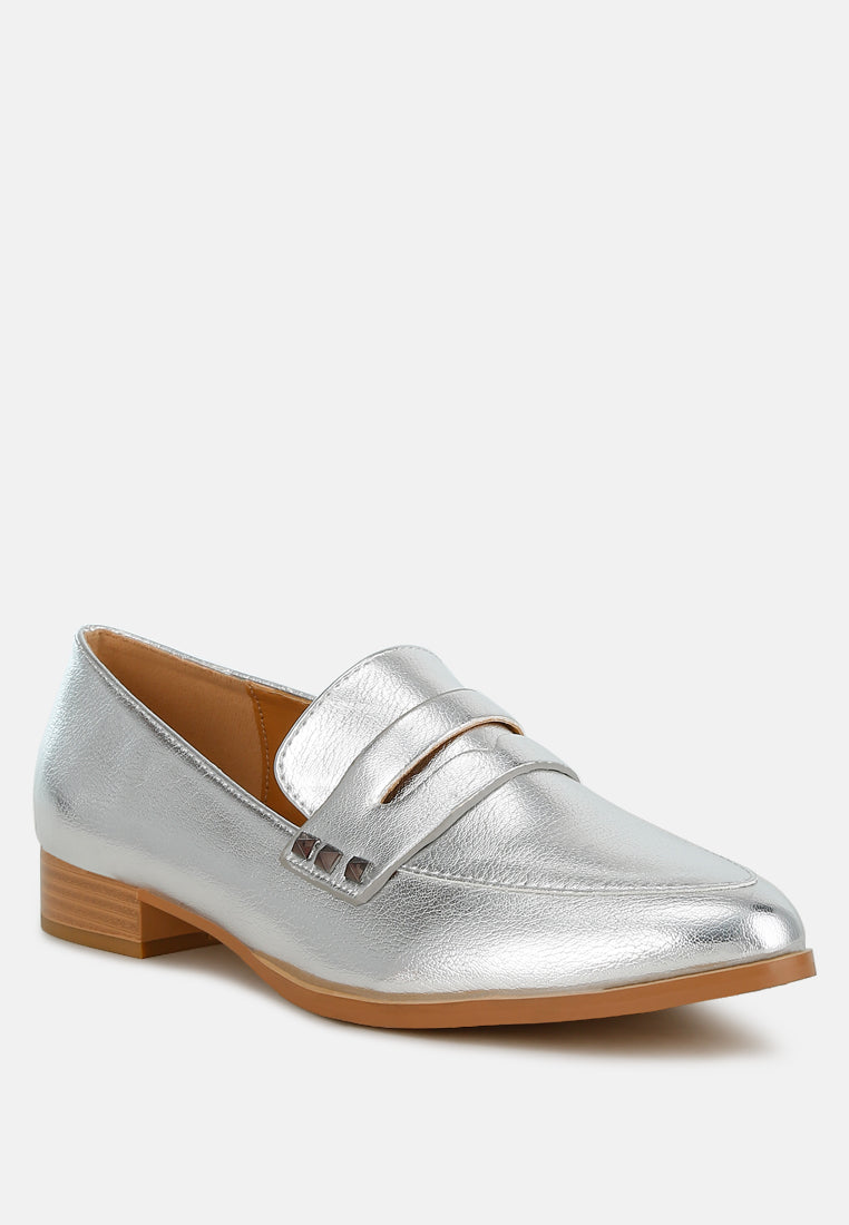 penny strap metallic loafers by ruw
#color_silver