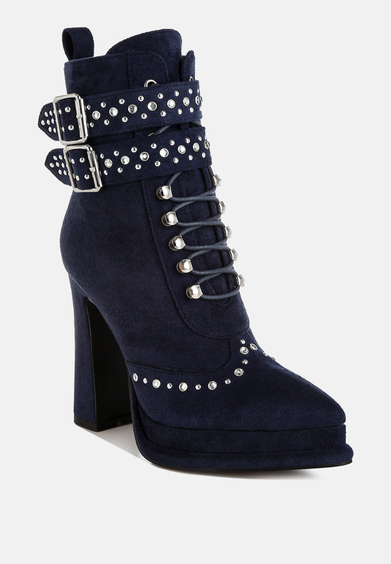 punk nomad harness detail lace up boots#color_navy