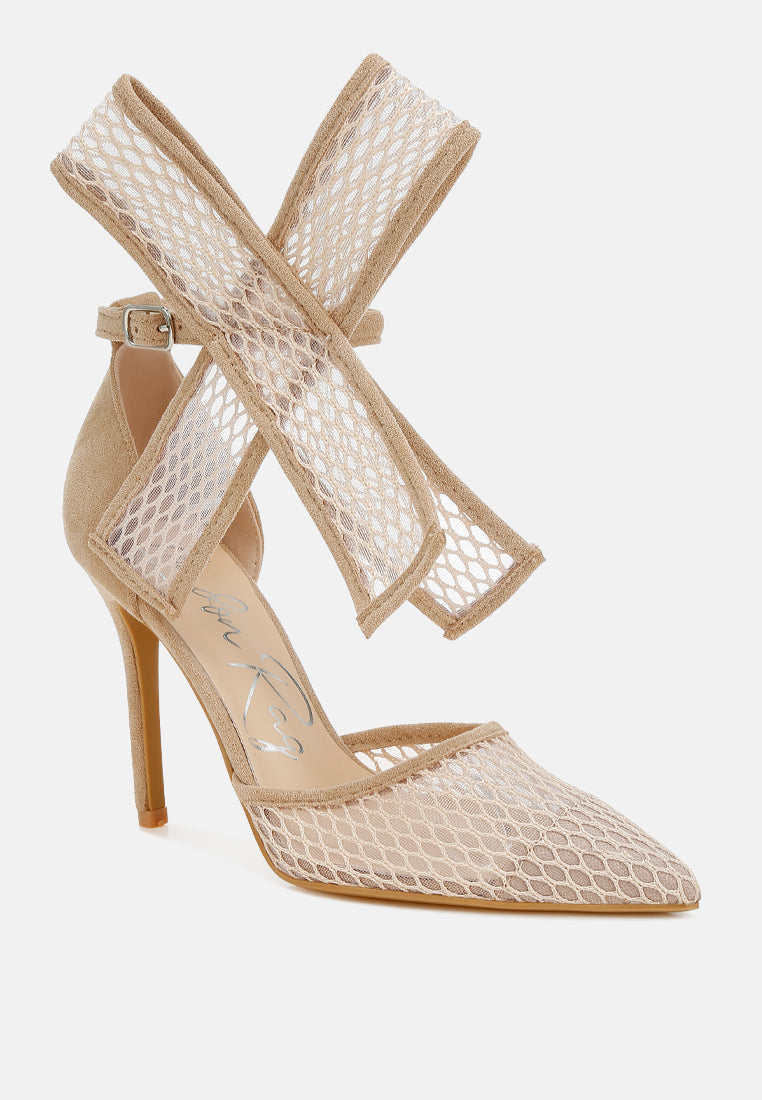 big bow detail stiletto sandals by ruw#color_beige