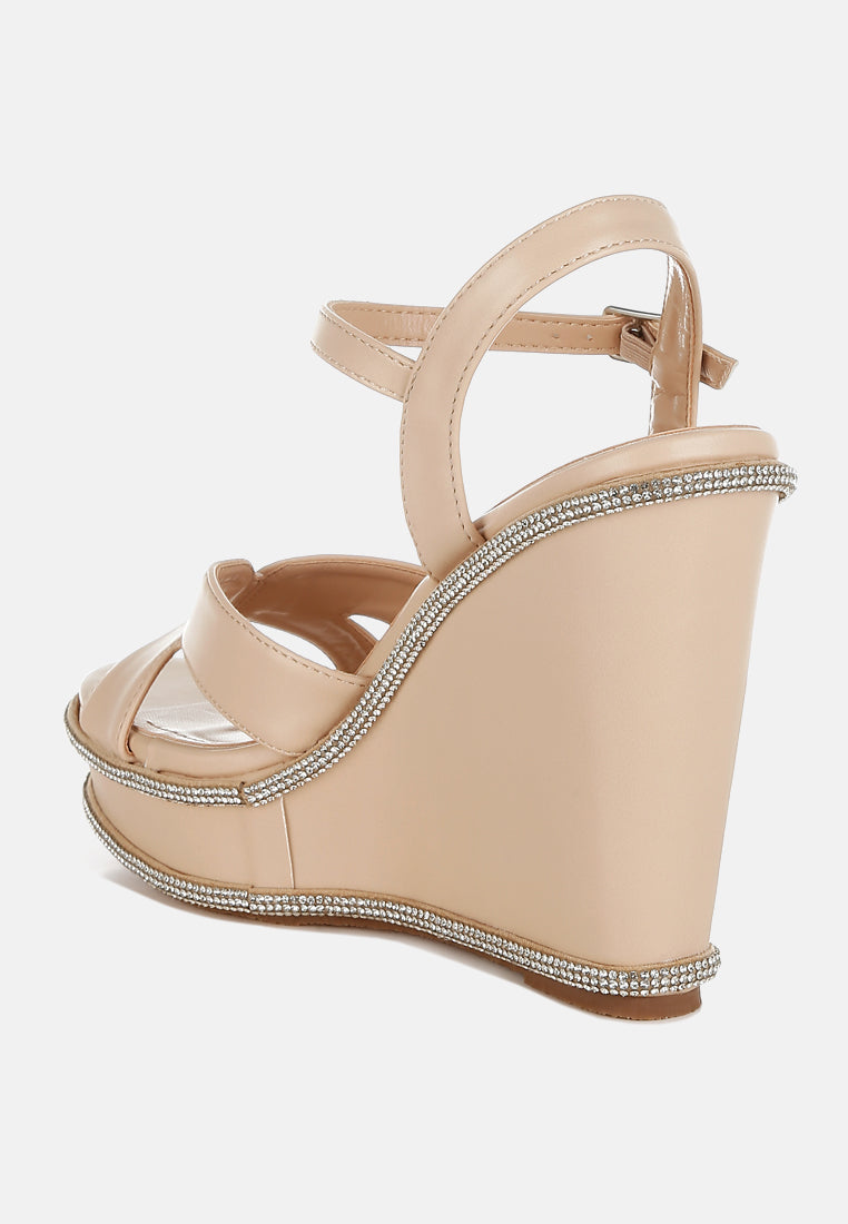 regina rhinestones embellished wedge sandals#color_beige