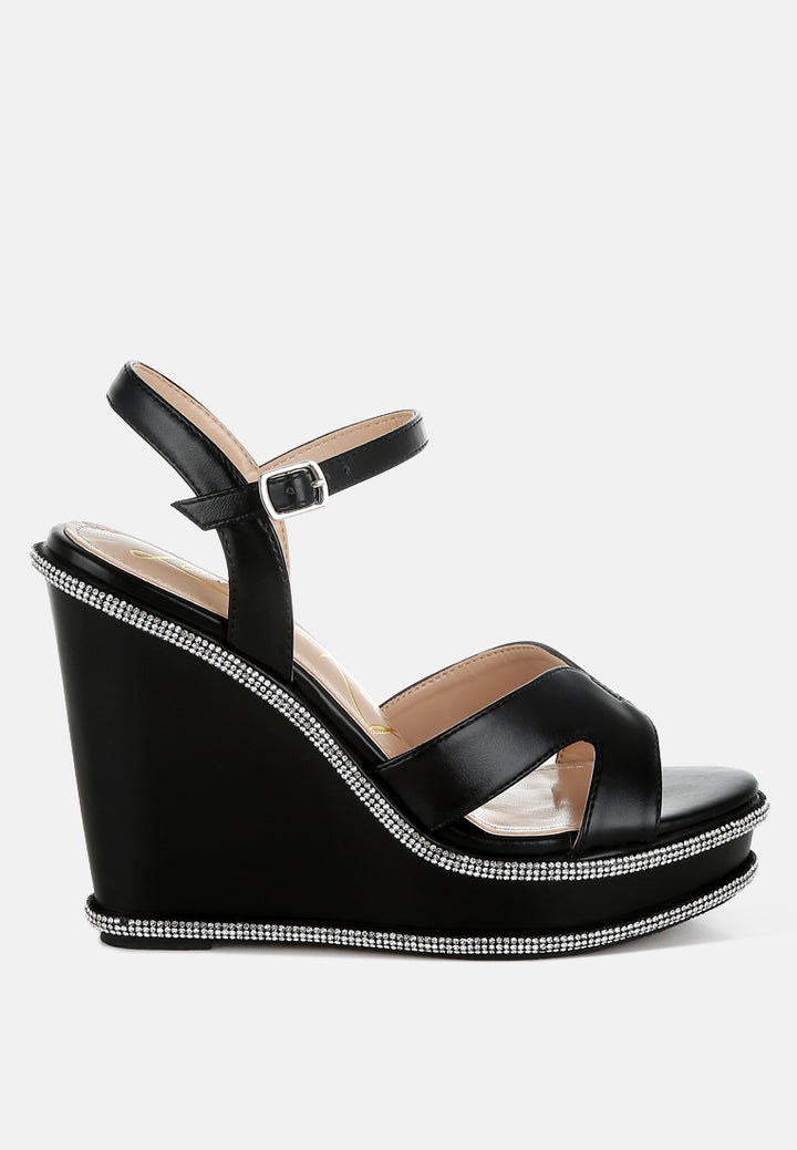 regina rhinestones embellished wedge sandals#color_black