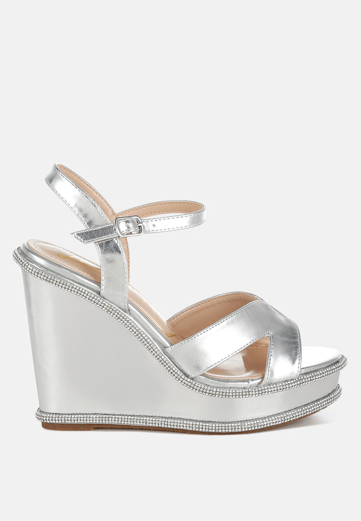 regina rhinestones embellished wedge sandals#color_silver