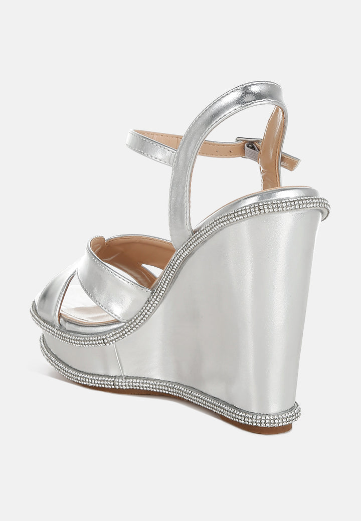 regina rhinestones embellished wedge sandals#color_silver