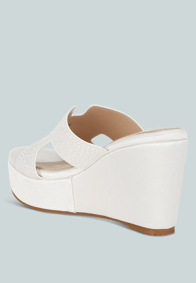 renier satin pearl detail wedge sandals#color_white