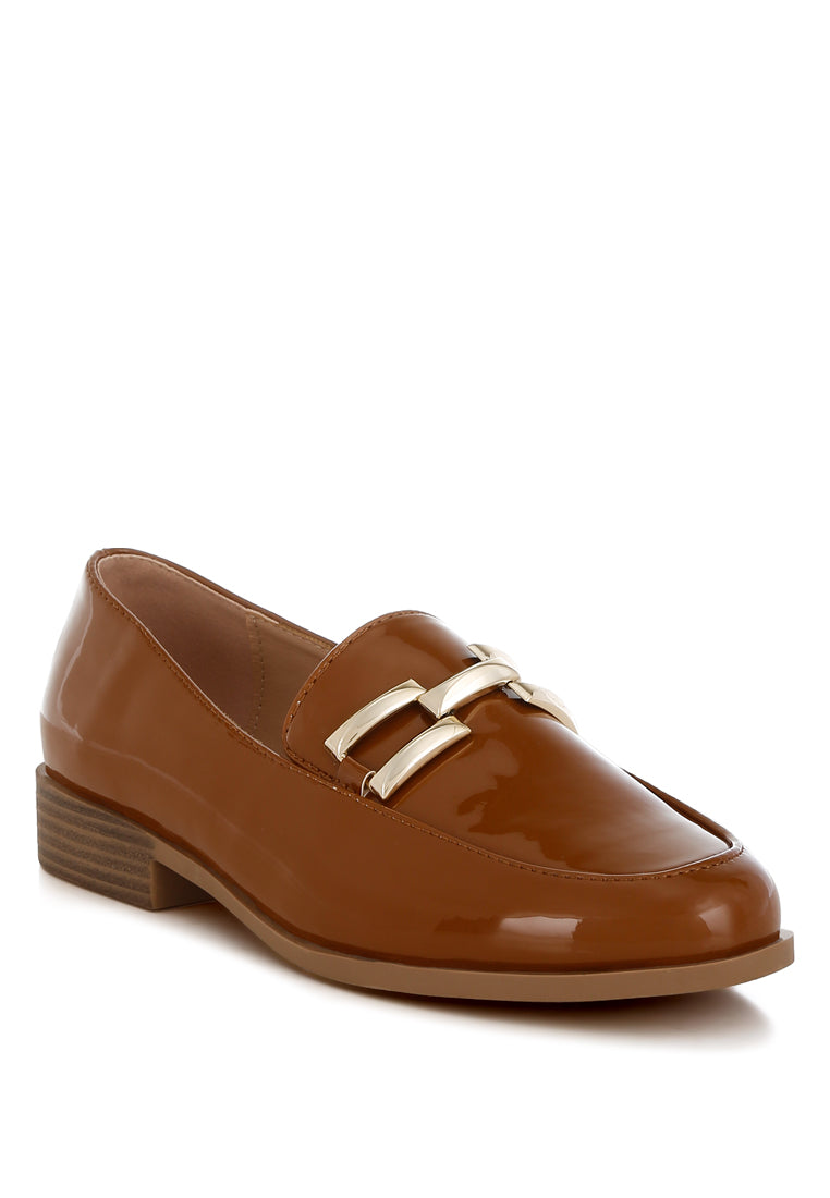 revanta patent faux leather loafers#color_tan