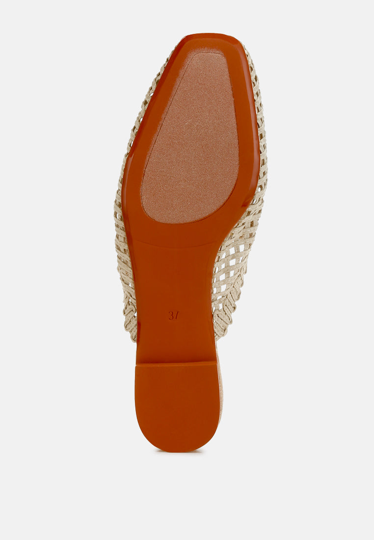 roboma metallic woven diamante mules#color_beige