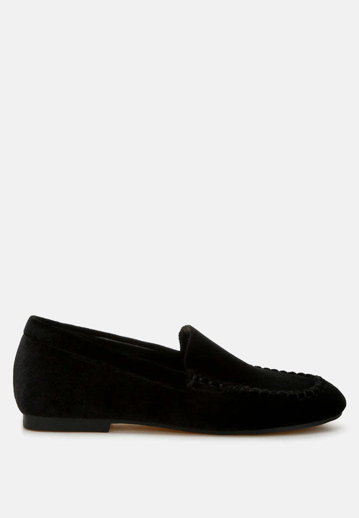 robua velvet flat loafers#color_black