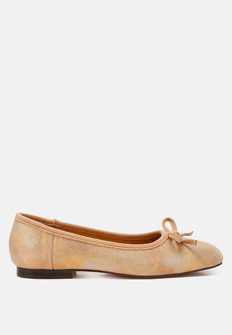 rubyrose suede bow embellished ballerinas#color_beige