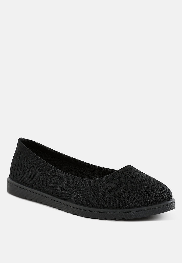 lubna knitted flat ballet flats#color_black