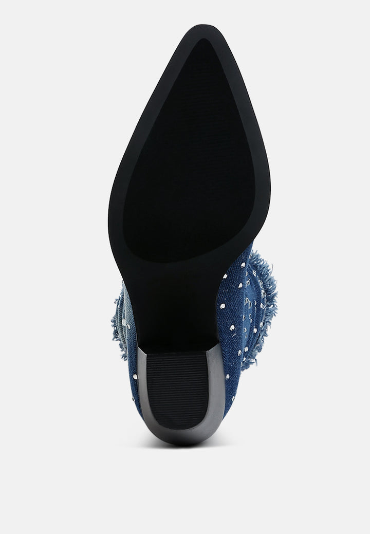 savant diamante & rhinestones denim boots#color_dark-blue