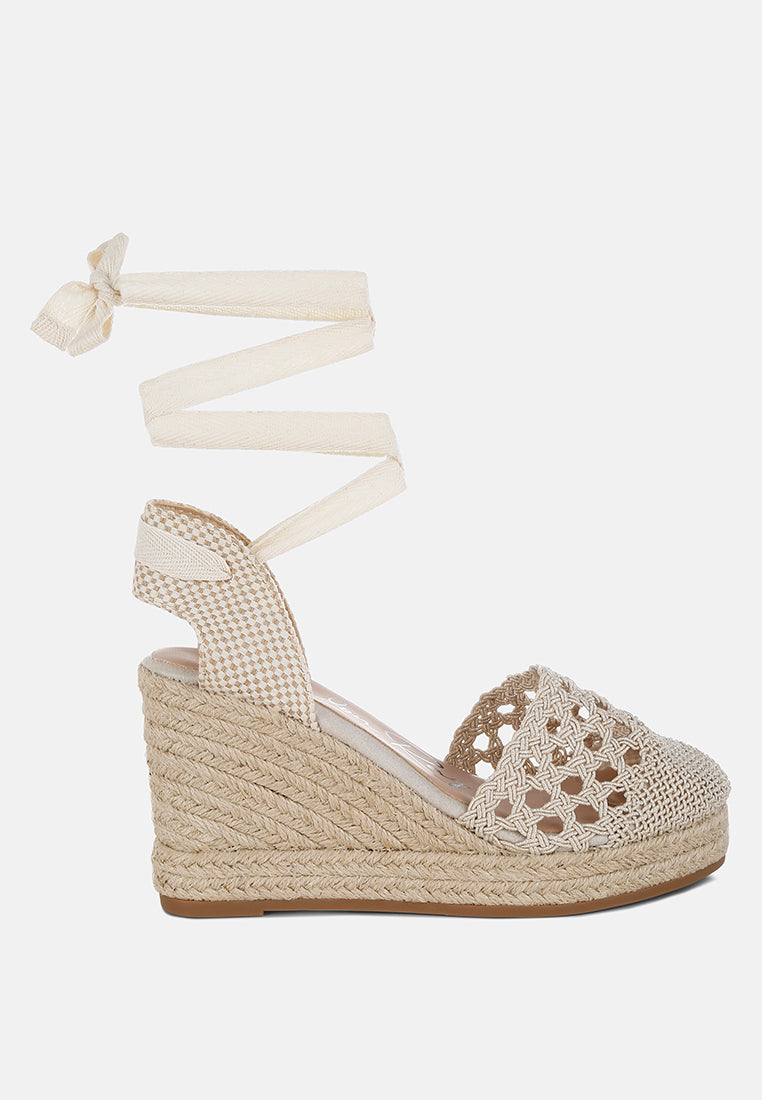 sea breeze woven lace-up espadrille wedges#color_beige