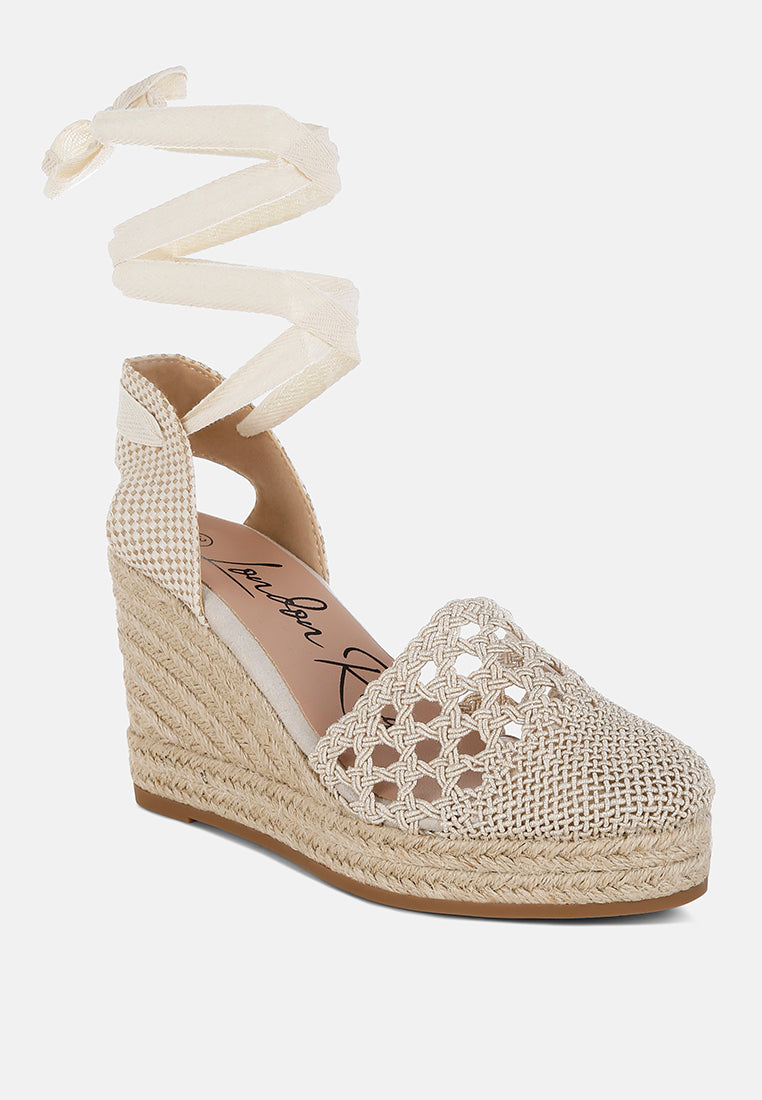 sea breeze woven lace-up espadrille wedges#color_beige