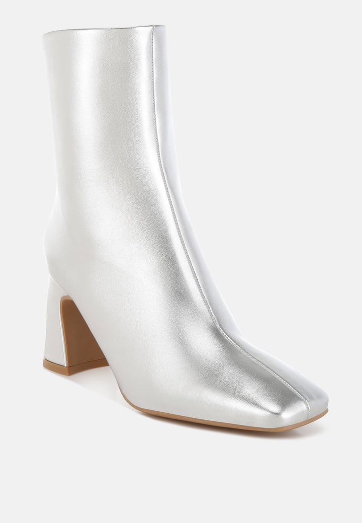 simba square toe metallic ankle boots#color_silver