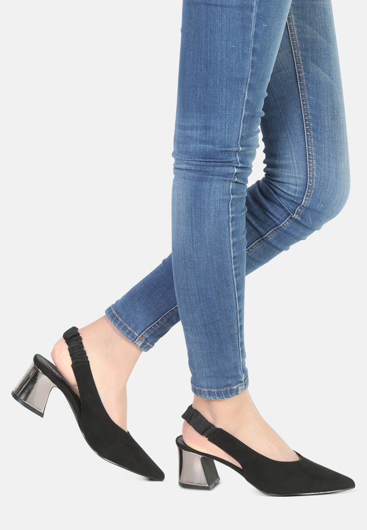 caroline sling back pumps with mid heel#color_black