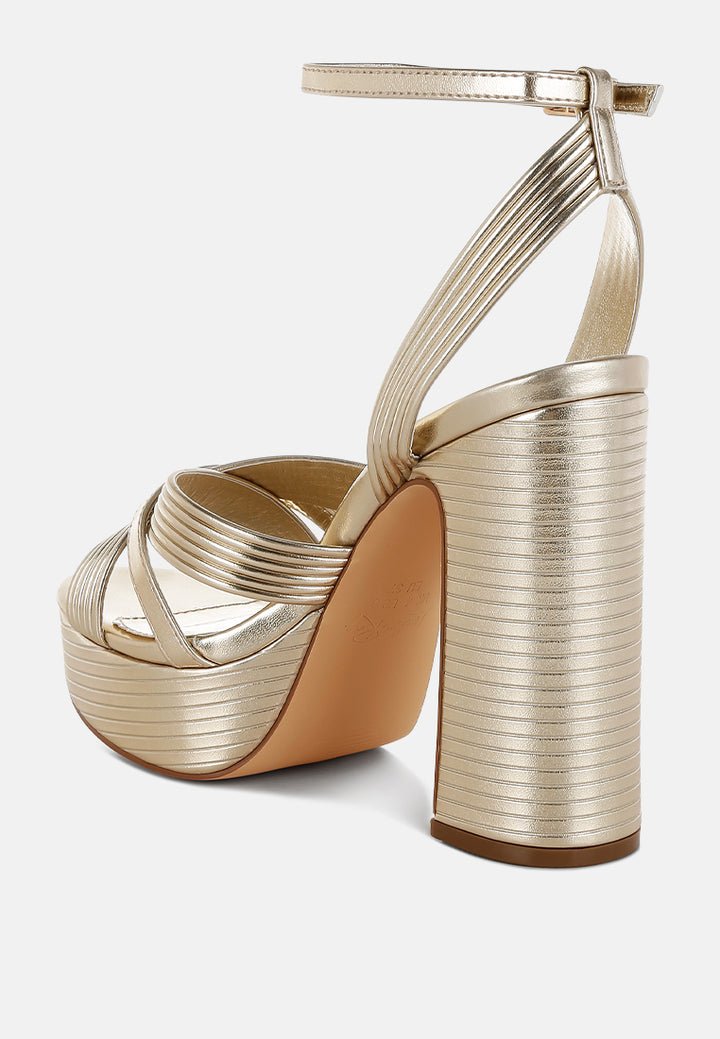 socialite metallic ankle strap heel sandals#color_gold