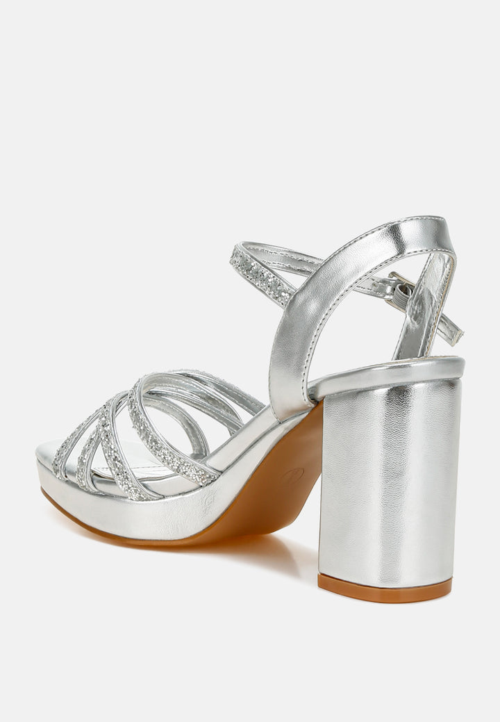 sparks fly glitter strappy block sandals#color_silver