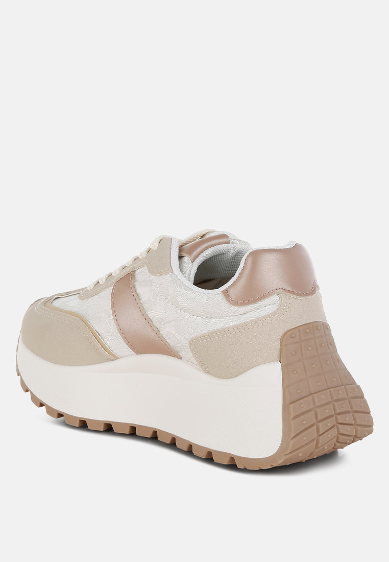 squeaker chunky anti-skid lace-up sneakers#color_beige