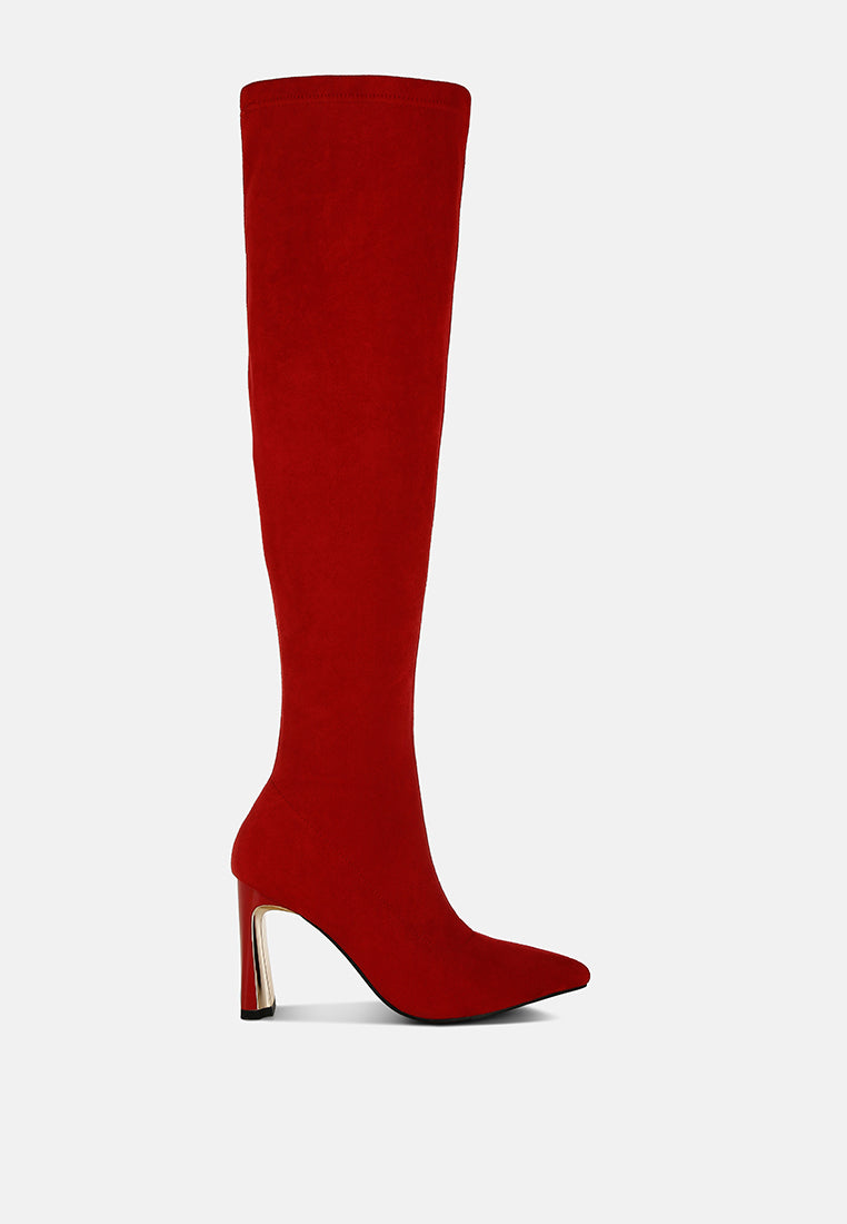 star gazer slim block heel long boots#color_red