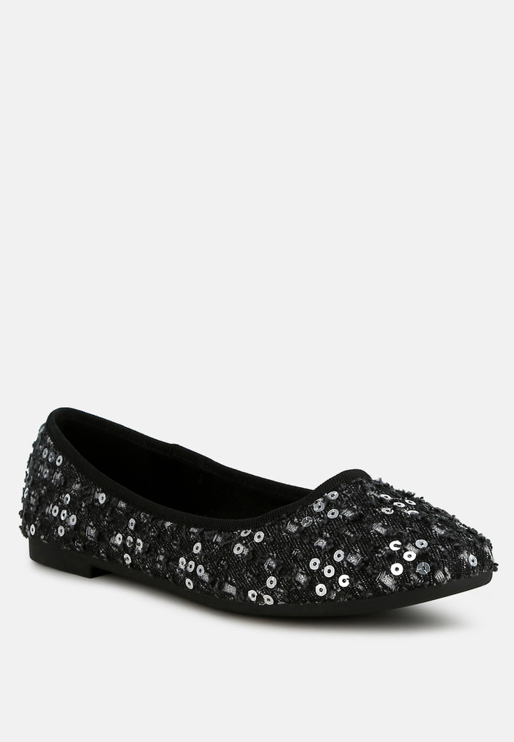 sujet sequin ballet flats#color_black