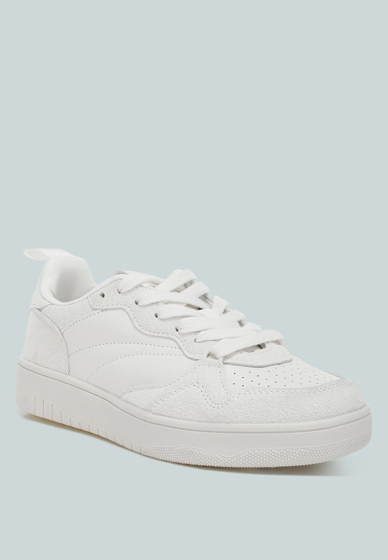 faux leather casual sneakers by ruw#color_white