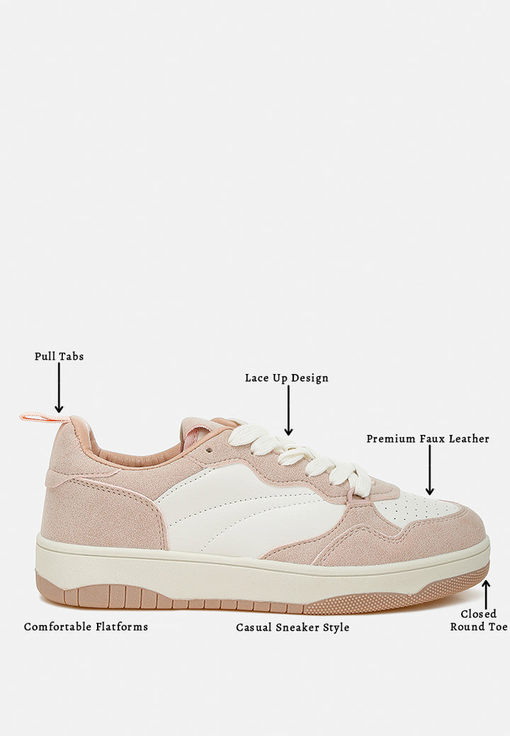 faux leather casual sneakers by ruw#color_pink