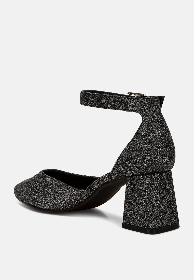 taznia glitter block heel sandals#color_black