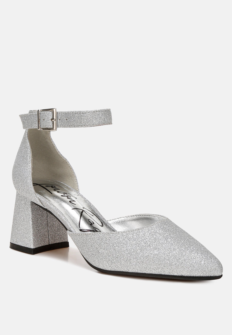 taznia glitter block heel sandals#color_silver