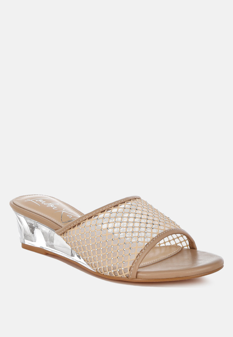 mesh clear heel wedge sandals by mode#color_beige