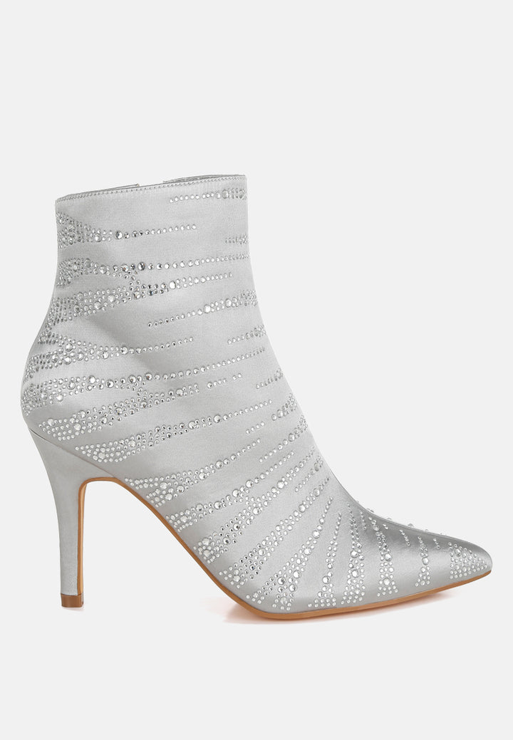 toget satin rhinestone ankle party boots#color_silver