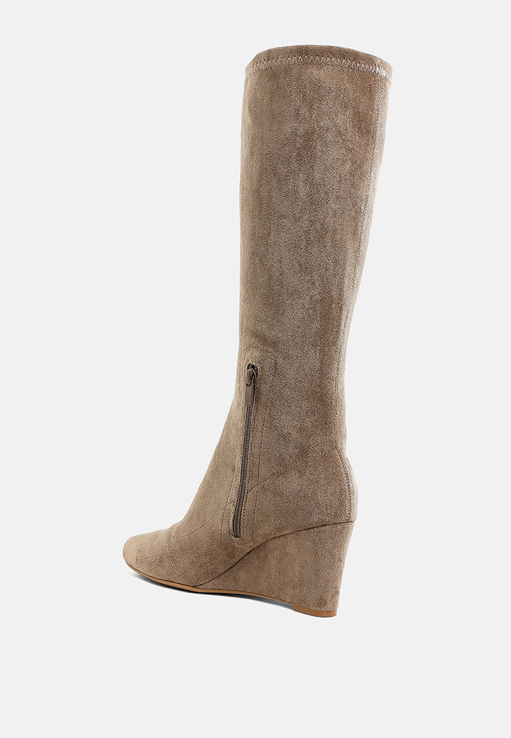 tulsha microfiber wedge heel boots#color_taupe