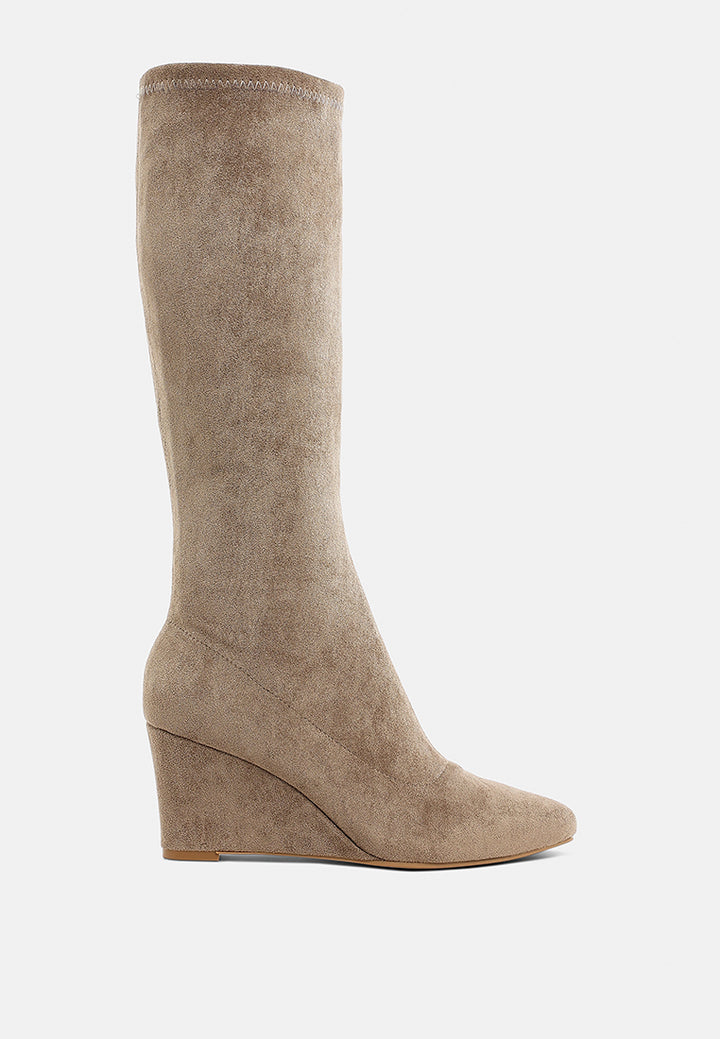 tulsha microfiber wedge heel boots#color_taupe