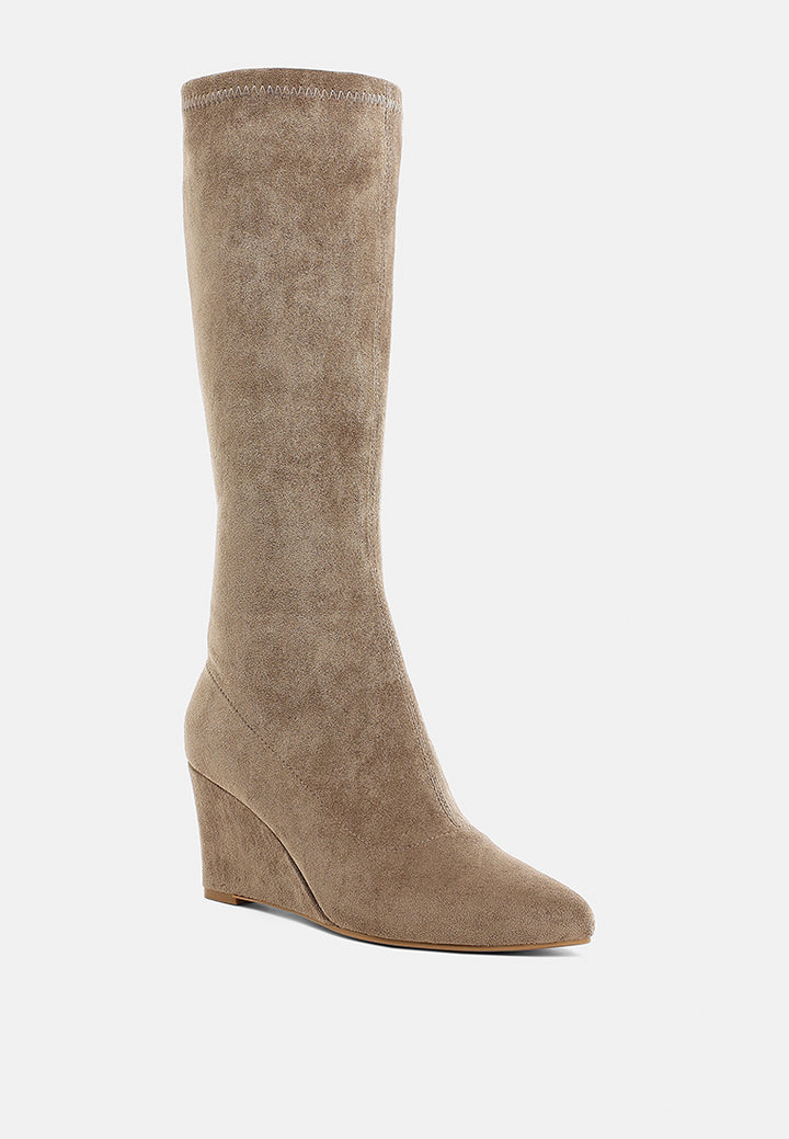 tulsha microfiber wedge heel boots#color_taupe