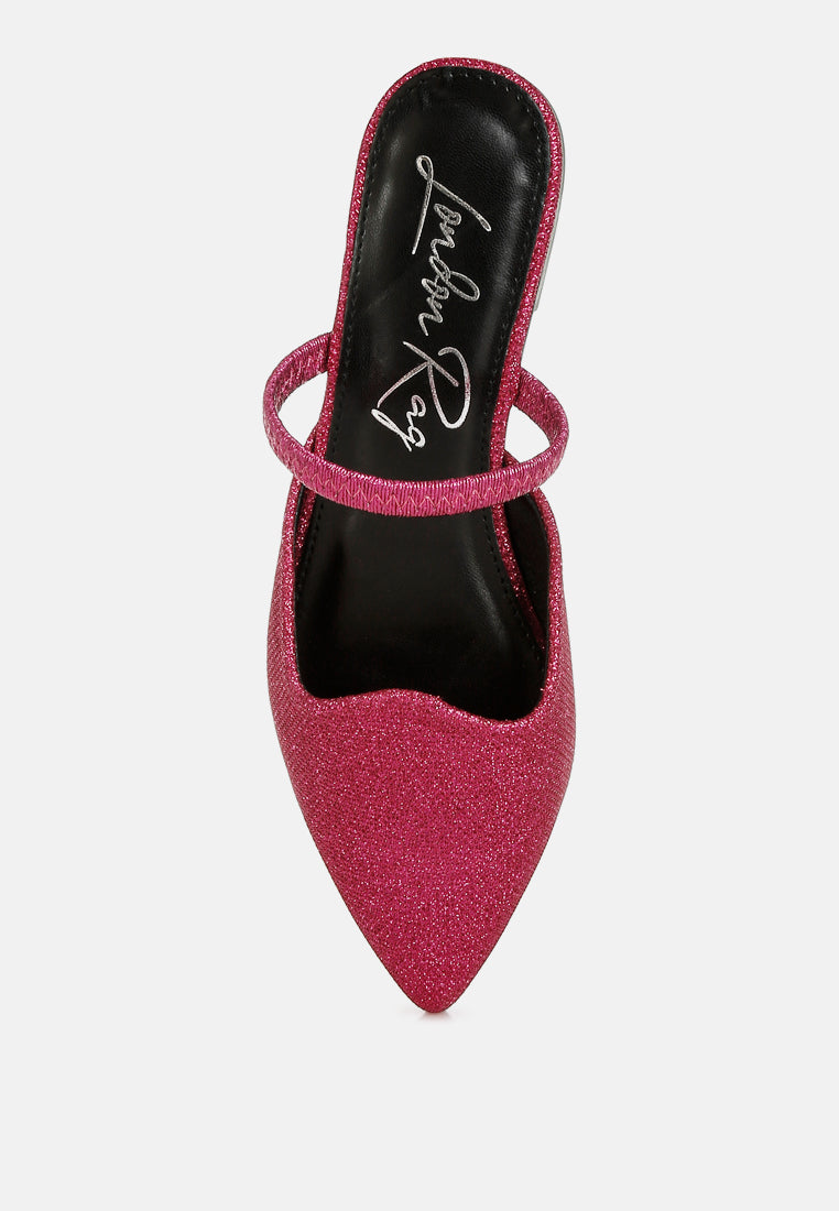 twiggy glitter faux leather flat mules#color_fuchsia