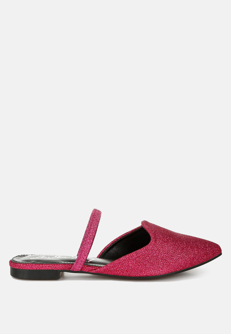 twiggy glitter faux leather flat mules#color_fuchsia