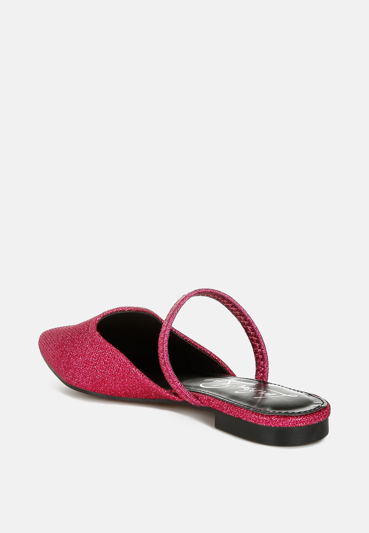 twiggy glitter faux leather flat mules#color_fuchsia