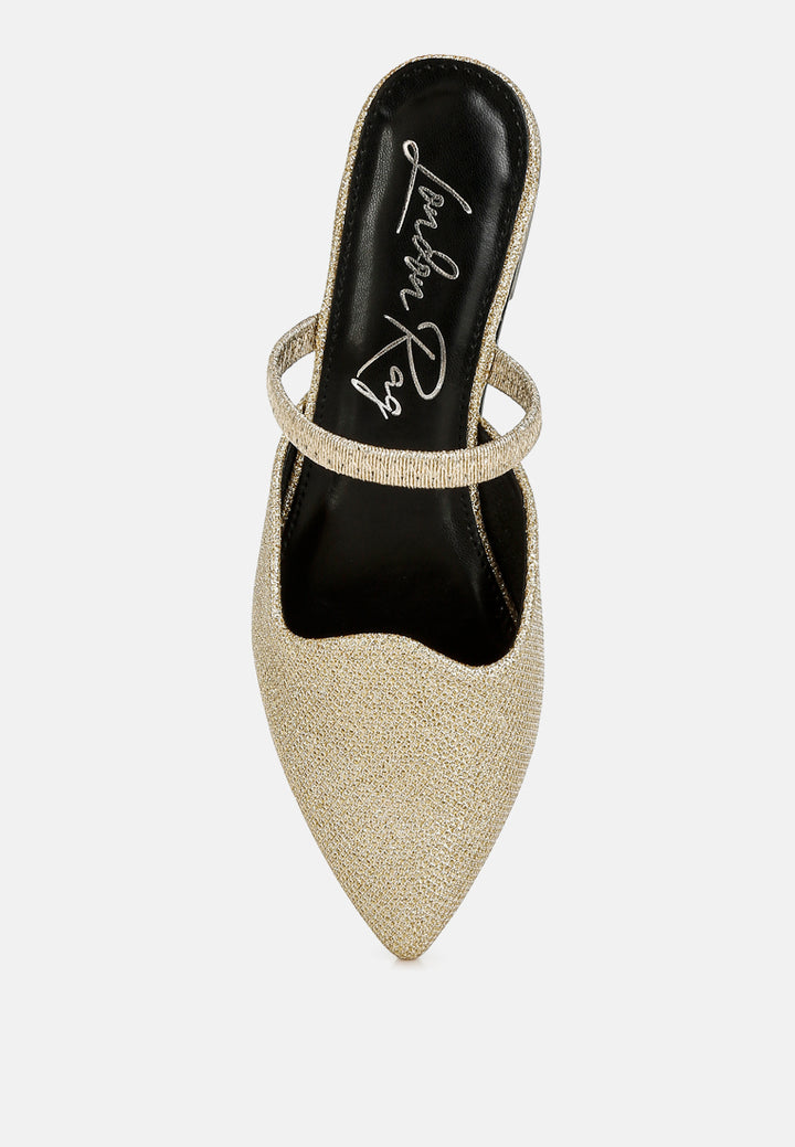 twiggy glitter faux leather flat mules#color_gold