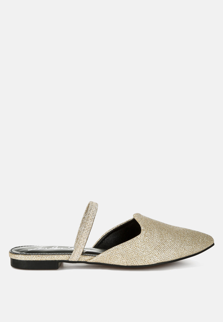 twiggy glitter faux leather flat mules#color_gold