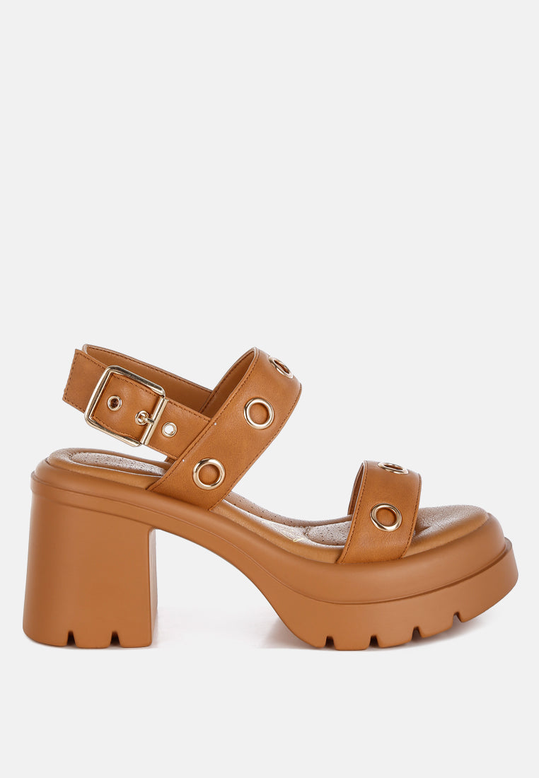 urla eyelet detail platform heel sandals#color_tan