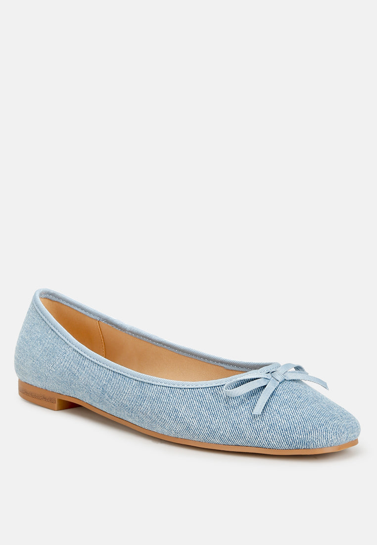 bow detail denim ballerinas by ruw#color_blue