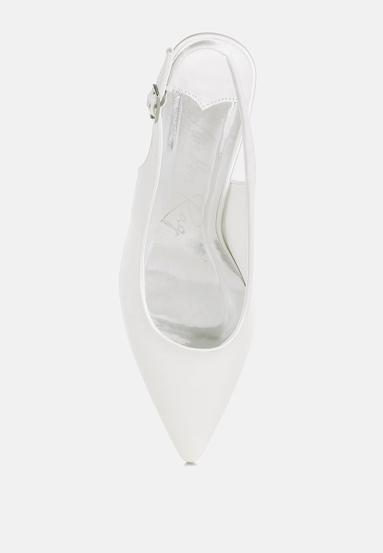 vinca satin pointed toe slingbacks#color_white