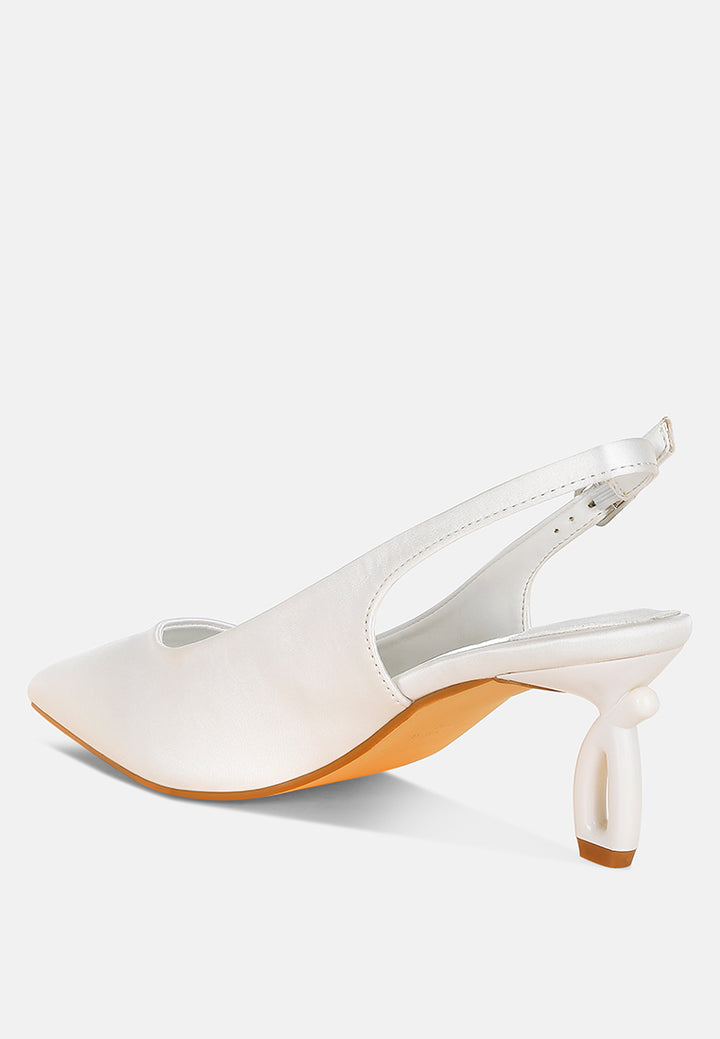 vinca satin pointed toe slingbacks#color_white