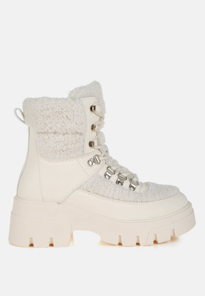 wellerman faux fur detail chunky hiker boots#color_beige